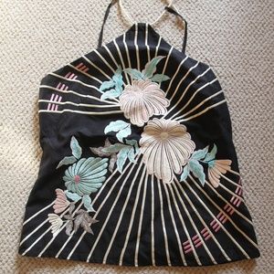 French Connection sz 4 black embroider halter top